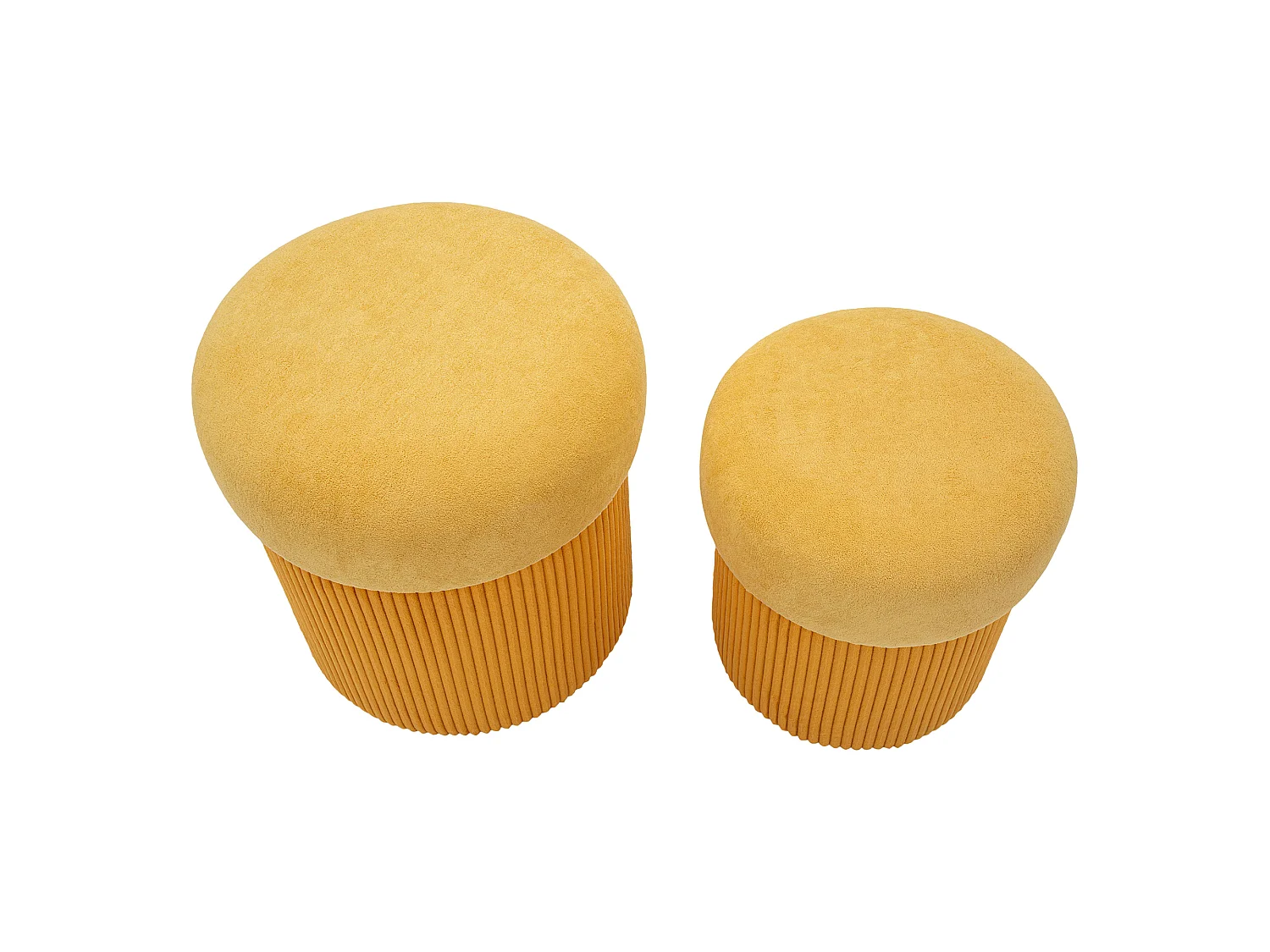Pouf Coffre Outjo, set de 2, 42x42x44h cm Orange, Forme Ronde, Structure en Bois Nobilé