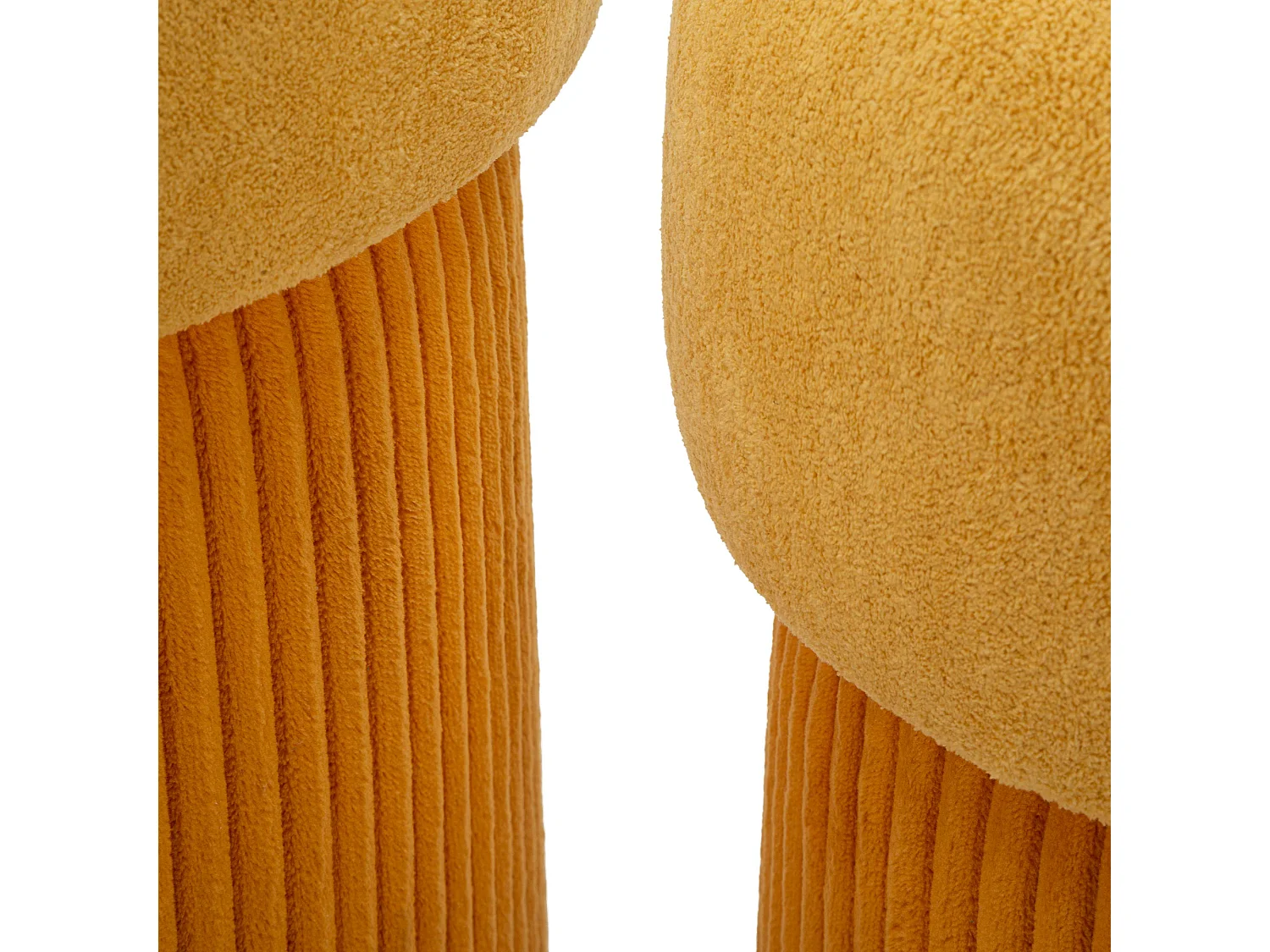 Pouf Coffre Outjo, set de 2, 42x42x44h cm Orange, Forme Ronde, Structure en Bois Nobilé