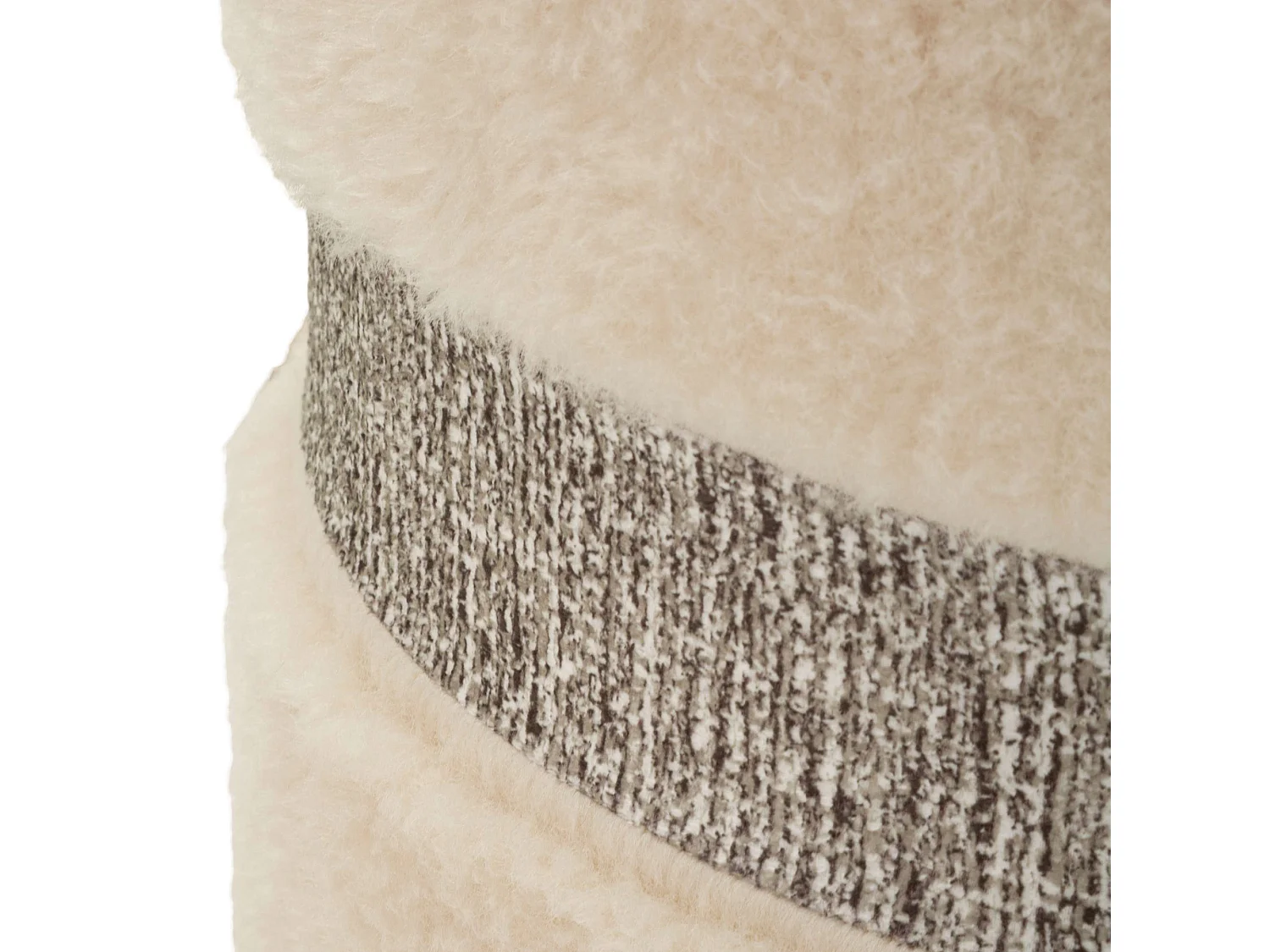Pouf de rangement Luder, set de 2, 40x40x47h cm Blanc Crème, Forme Ronde, Structure en Tissu