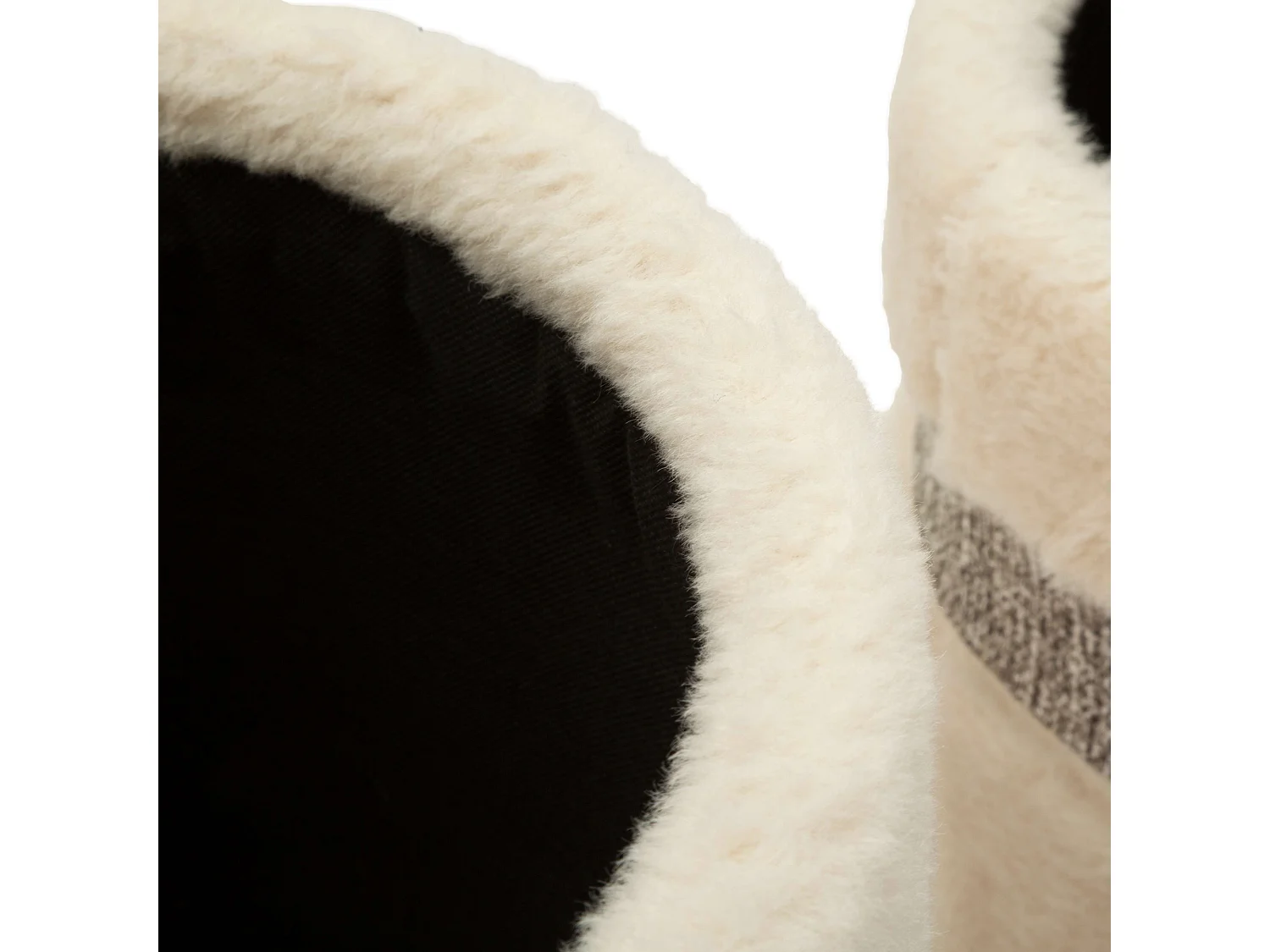 Pouf de rangement Luder, set de 2, 40x40x47h cm Blanc Crème, Forme Ronde, Structure en Tissu
