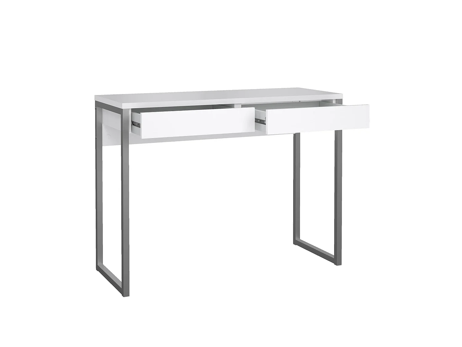 Anavi bureau, 2 lades, 101x40x77h cm wit, framekleur grijs, blad van gemelamineerd hout