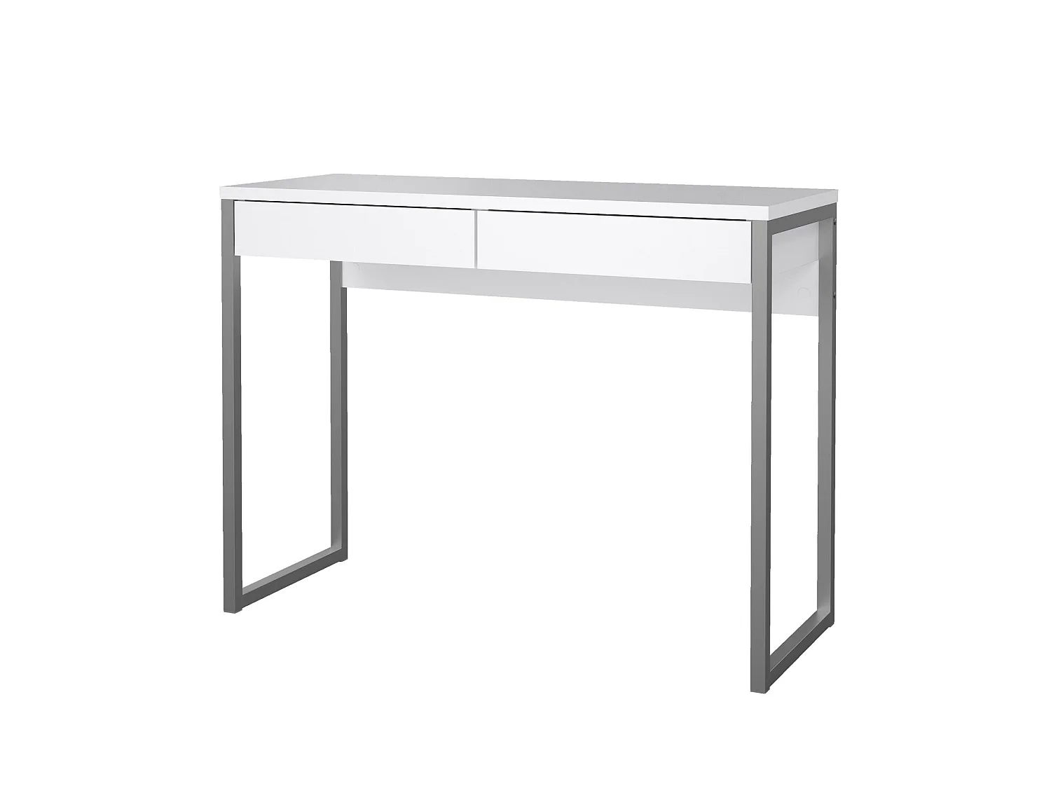 Anavi bureau, 2 lades, 101x40x77h cm wit, framekleur grijs, blad van gemelamineerd hout