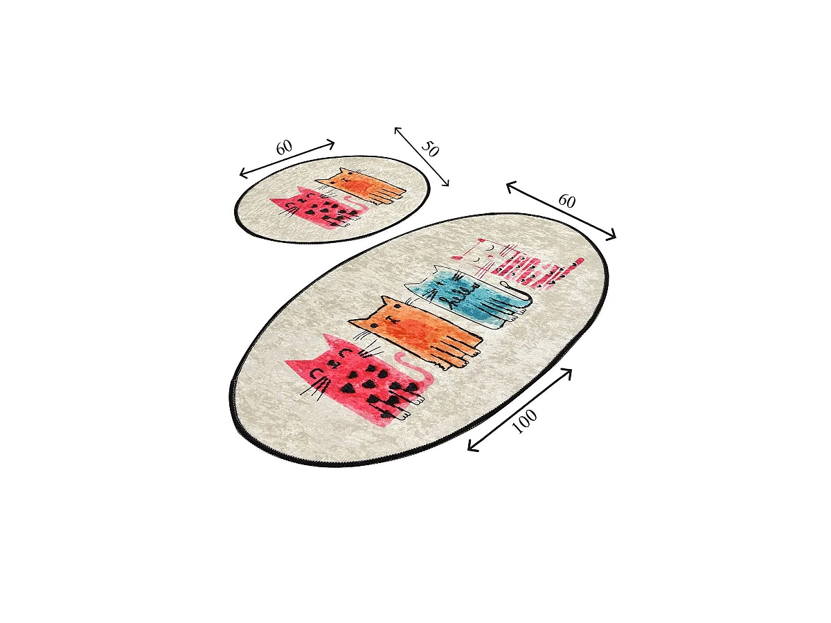 Tapis de Bain Pékin, Lavable en Machine, 60x100 cm Multicolore