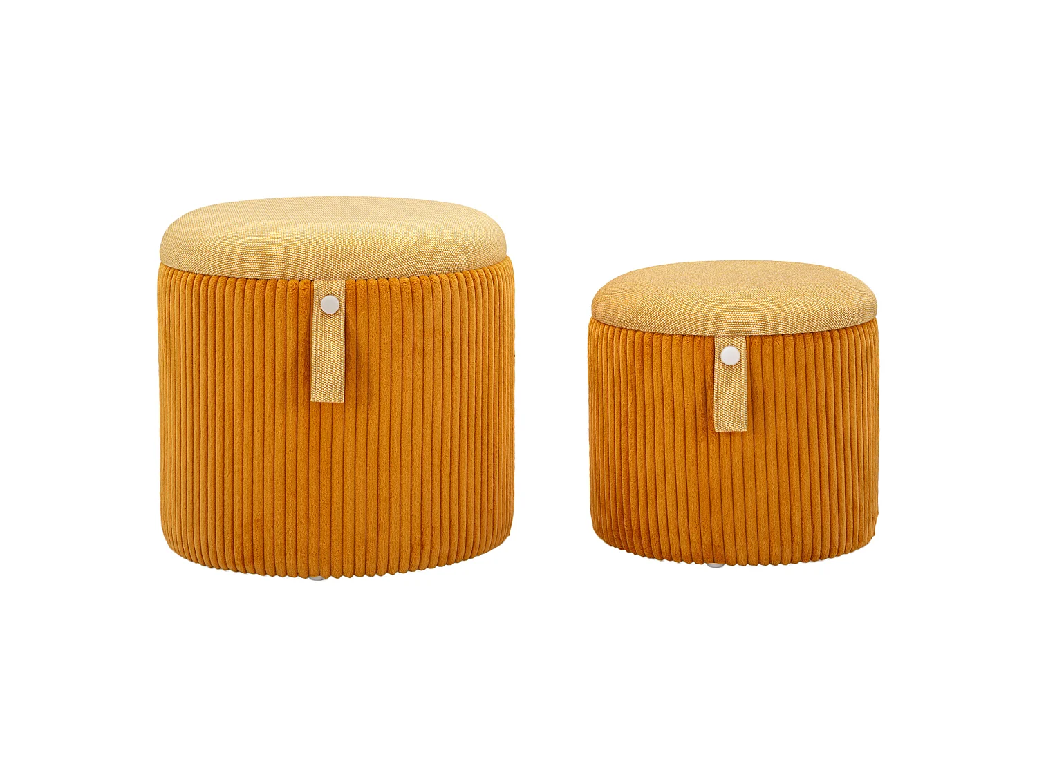 Pouf de rangement Fianar, set de 2, 38x38x38h cm Orange, Forme Ronde, Structure Beige