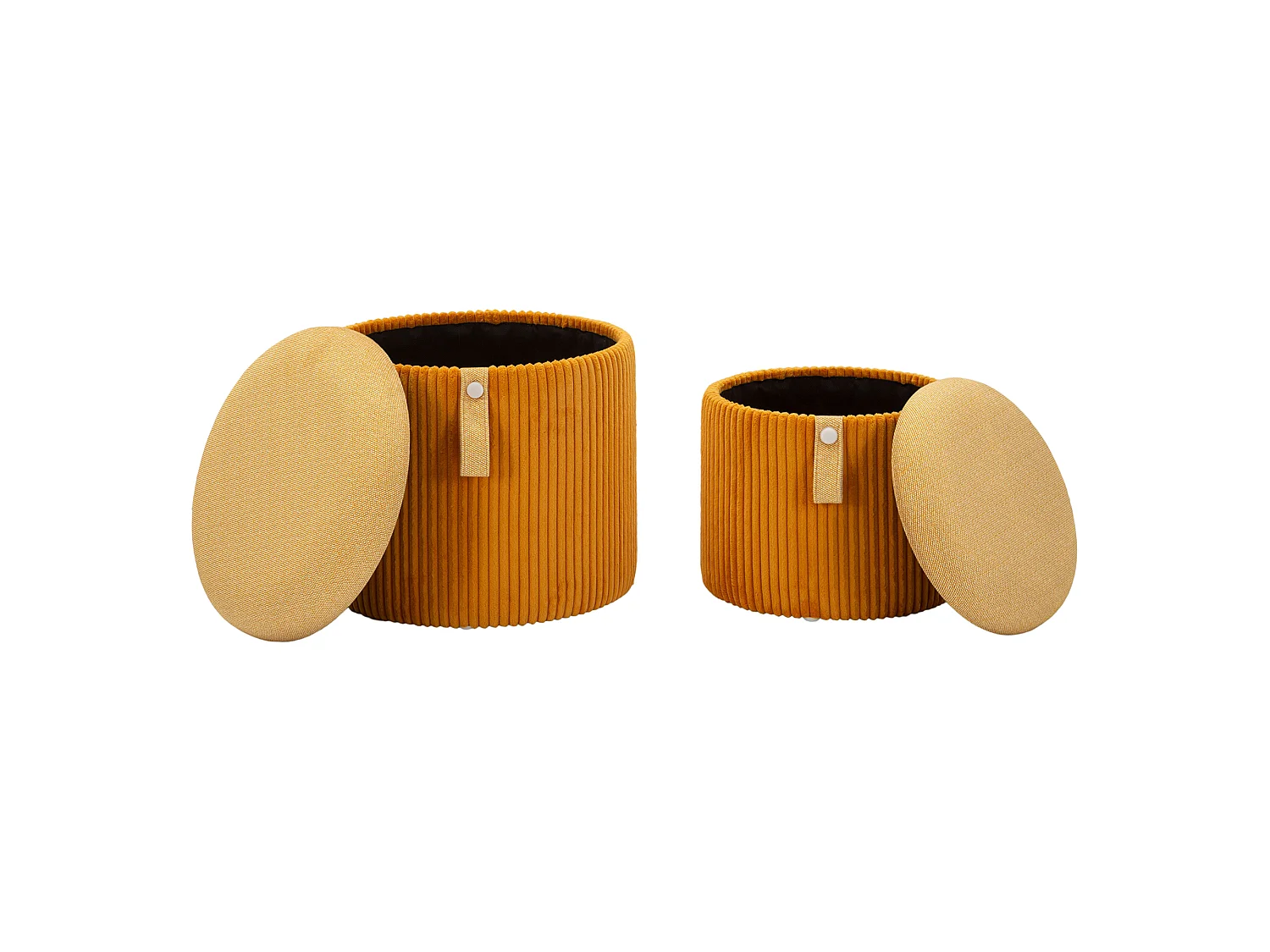 Pouf de rangement Fianar, set de 2, 38x38x38h cm Orange, Forme Ronde, Structure Beige