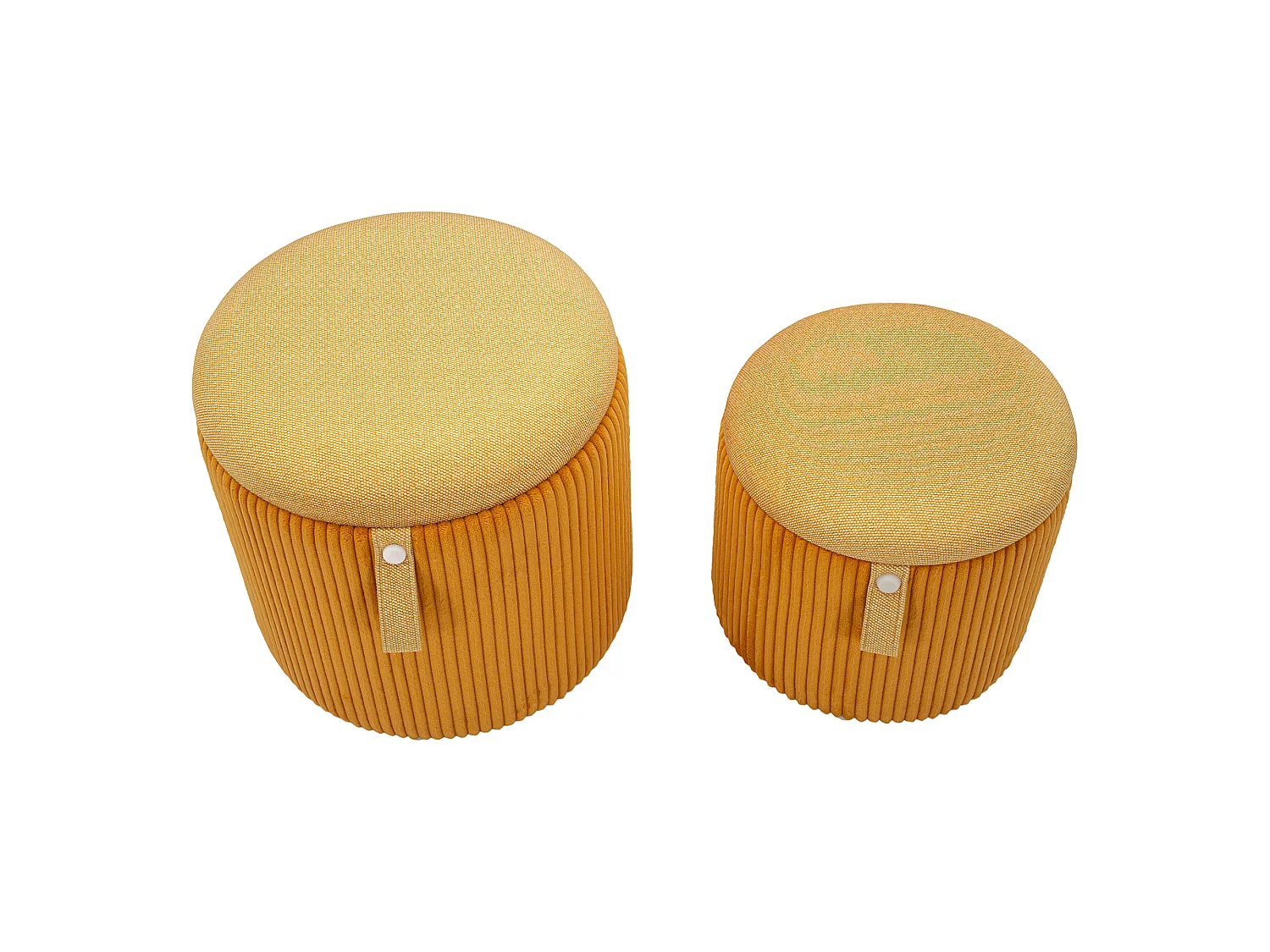 Pouf de rangement Fianar, set de 2, 38x38x38h cm Orange, Forme Ronde, Structure Beige