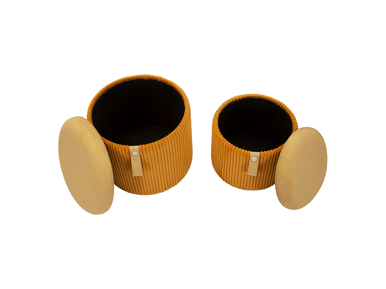 Pouf de rangement Fianar, set de 2, 38x38x38h cm Orange, Forme Ronde, Structure Beige