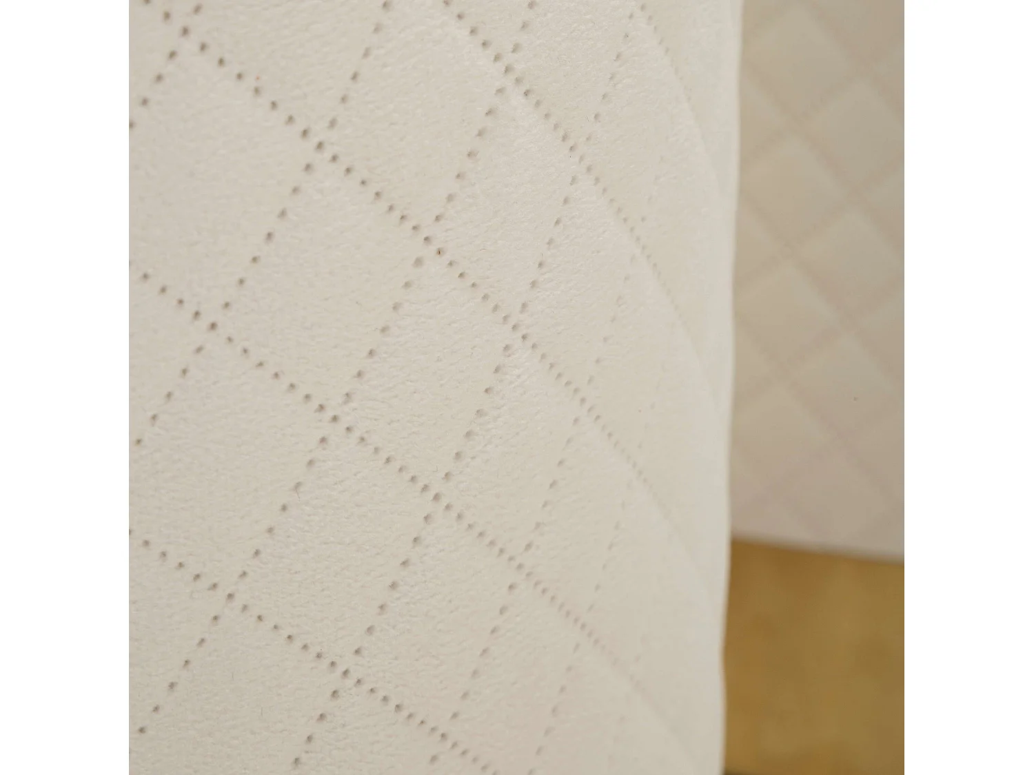 Pouf de Rangement Skagen, Forme Ronde, 60x60x80h cm Blanc, Structure Couleur or, Structure Métallique