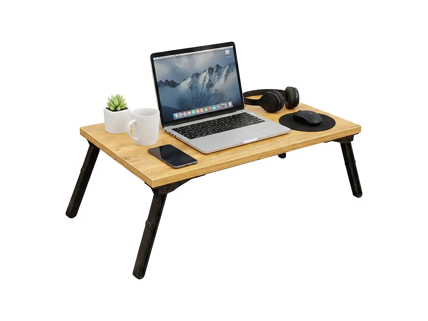 Bureau Cusio, pc-ondersteuning, 60x35x25h cm eikenbruin, blad van gemelamineerd hout, kleur legplank bruin