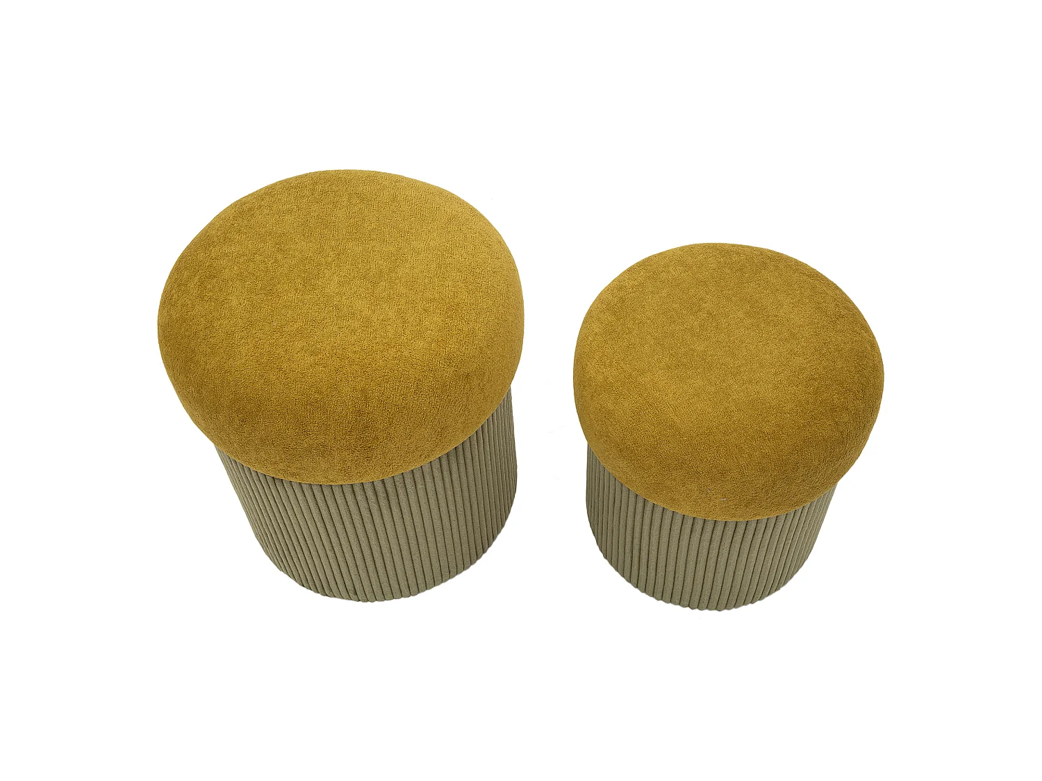 Pouf Coffre Outjo, set de 2, 42x42x44h cm Marron Terracotta, Forme Ronde, Structure Couleur Marron