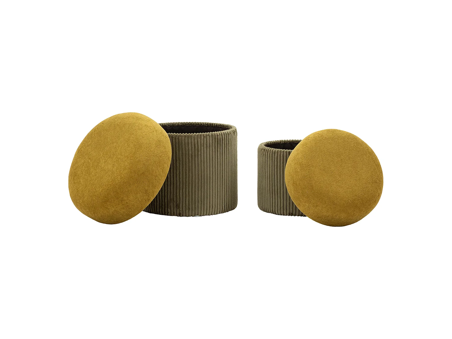 Pouf Coffre Outjo, set de 2, 42x42x44h cm Marron Terracotta, Forme Ronde, Structure Couleur Marron