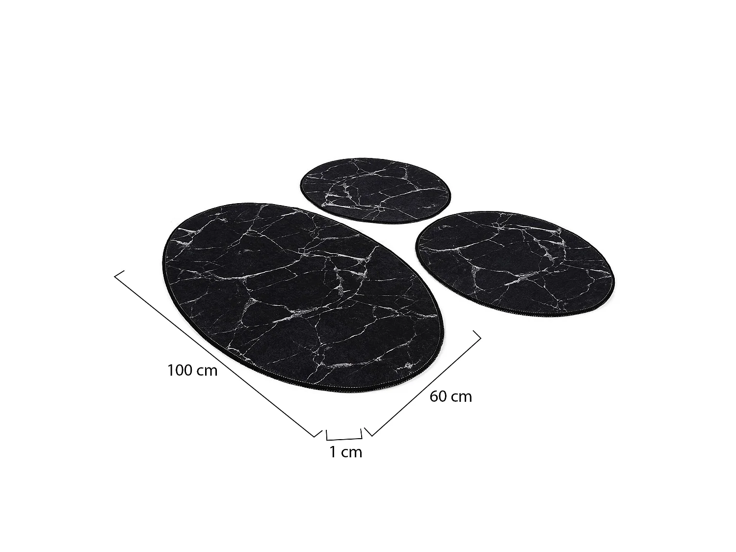 Tapis de Bain Tuscaloosa, Lavable en Machine, 60x100 cm Noir