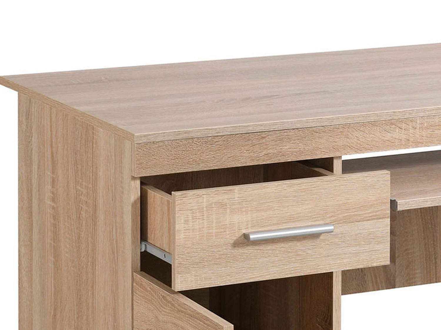 Bureau Massafra, un tiroir, 145x66x76h cm chêne brun, 5 étagères, une porte