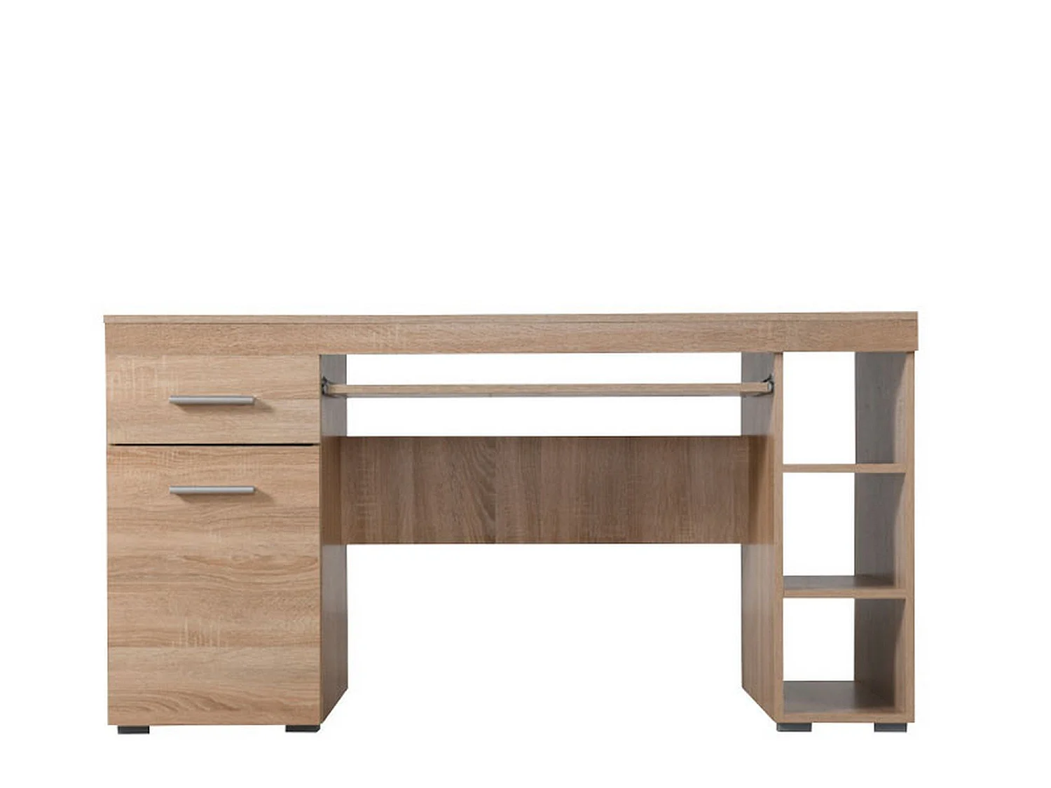 Bureau Massafra, un tiroir, 145x66x76h cm chêne brun, 5 étagères, une porte
