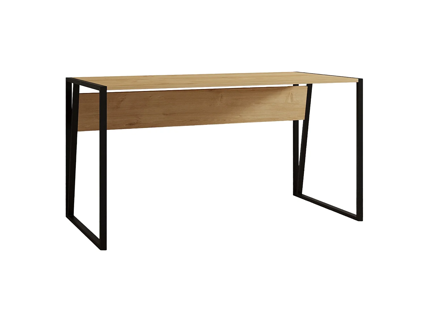 Schreibtisch Frascati, eine Platte, 140x70x74h cm Eichenbraun, Plattenschattierung Eiche, Gestellfarbe Schwarz