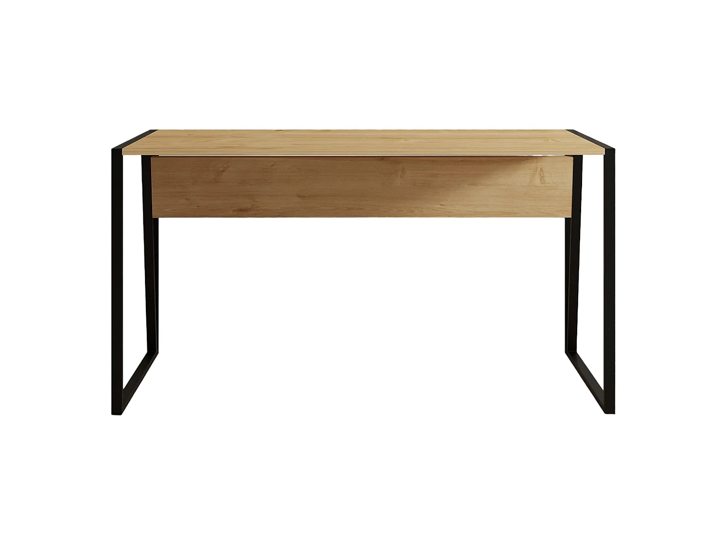 Schreibtisch Frascati, eine Platte, 140x70x74h cm Eichenbraun, Plattenschattierung Eiche, Gestellfarbe Schwarz