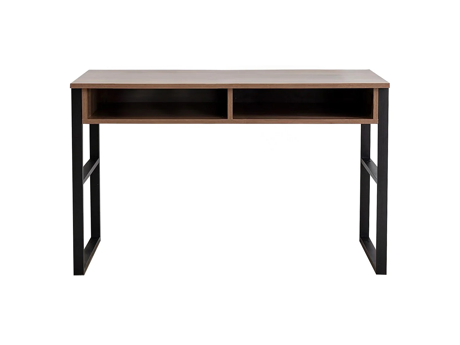 Bureau Samo, 3 étagères, 120x60x75h cm Noyer, 2 compartiments, plateau marron