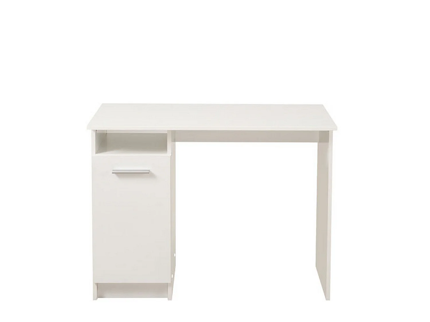 Bureau Tiriolo, 2 Étagères, 100x50x75h cm Blanc Mat, 3 Compartiments, Une porte