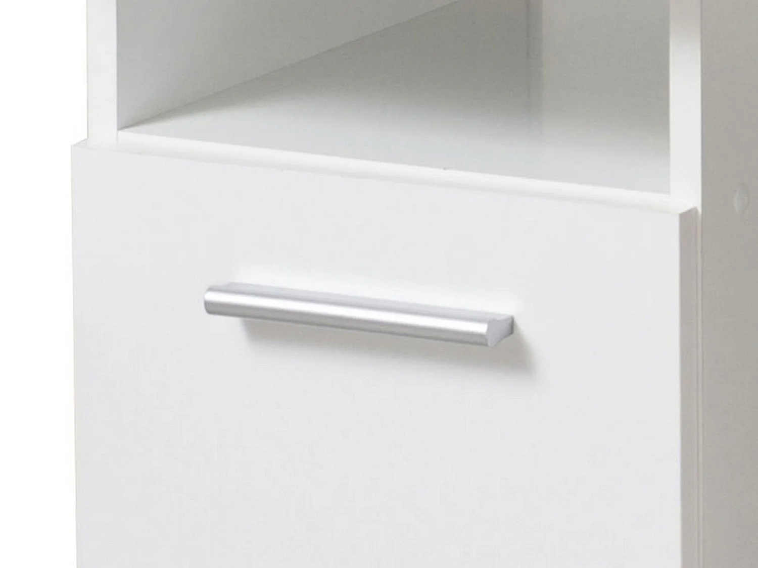 Bureau Tiriolo, 2 Étagères, 100x50x75h cm Blanc Mat, 3 Compartiments, Une porte