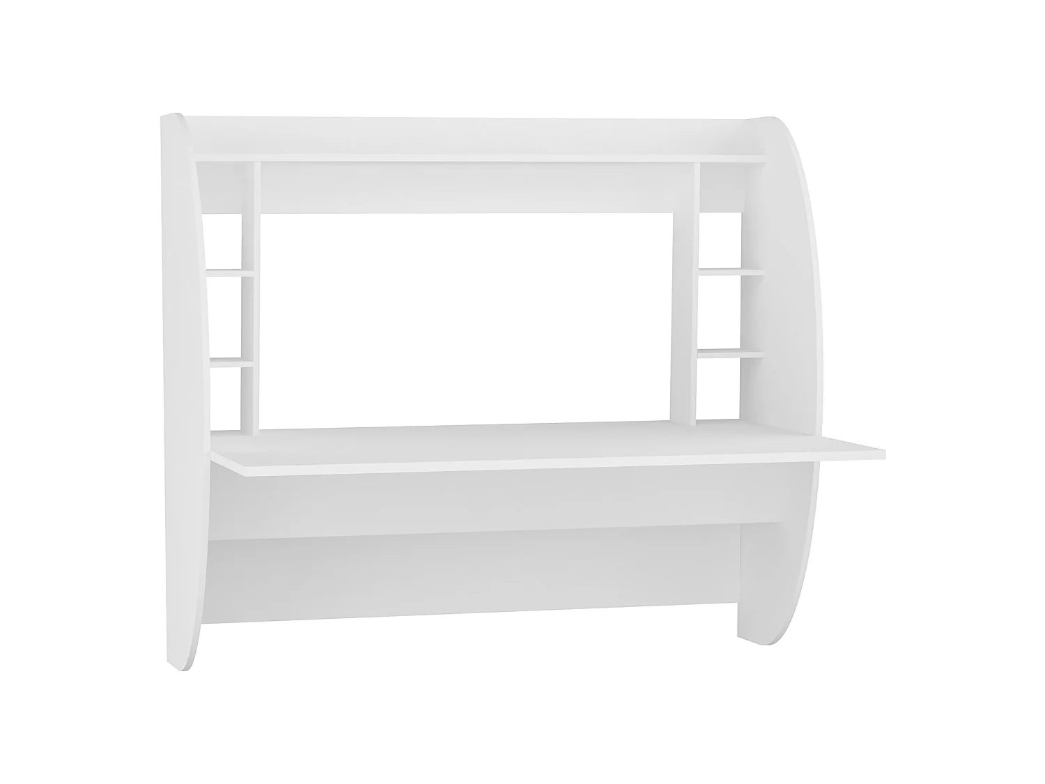 Bureau Buronzo, 6 étagères, 124x55x120h cm Blanc, Une porte, 6 compartiments