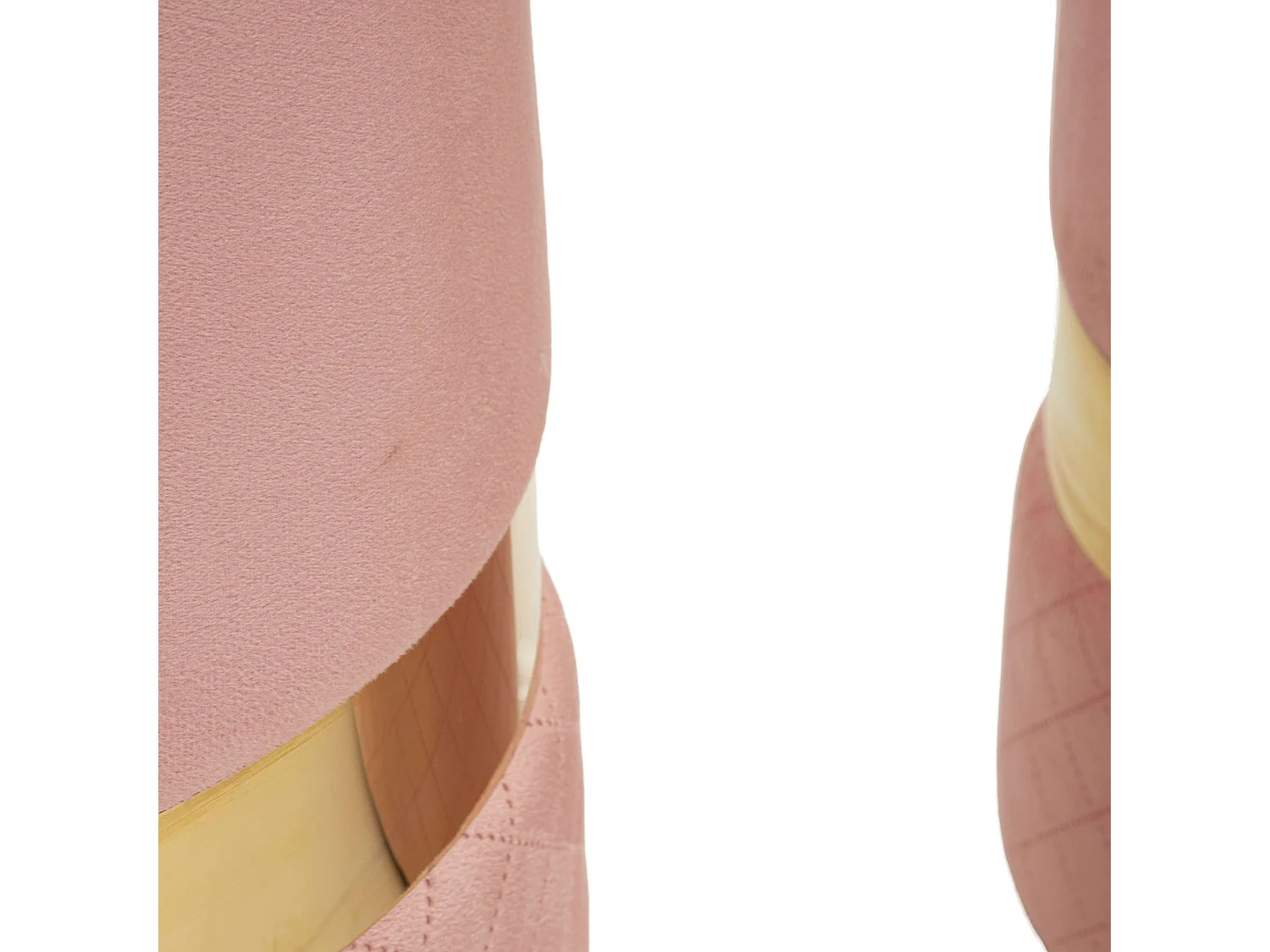 Poufs de rangement Maun, set de 2, 37x37x42h cm Rose, Forme Ronde, Structure couleur or