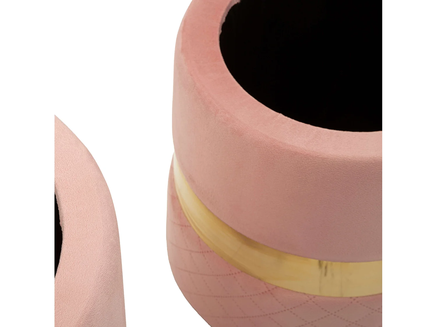 Poufs de rangement Maun, set de 2, 37x37x42h cm Rose, Forme Ronde, Structure couleur or
