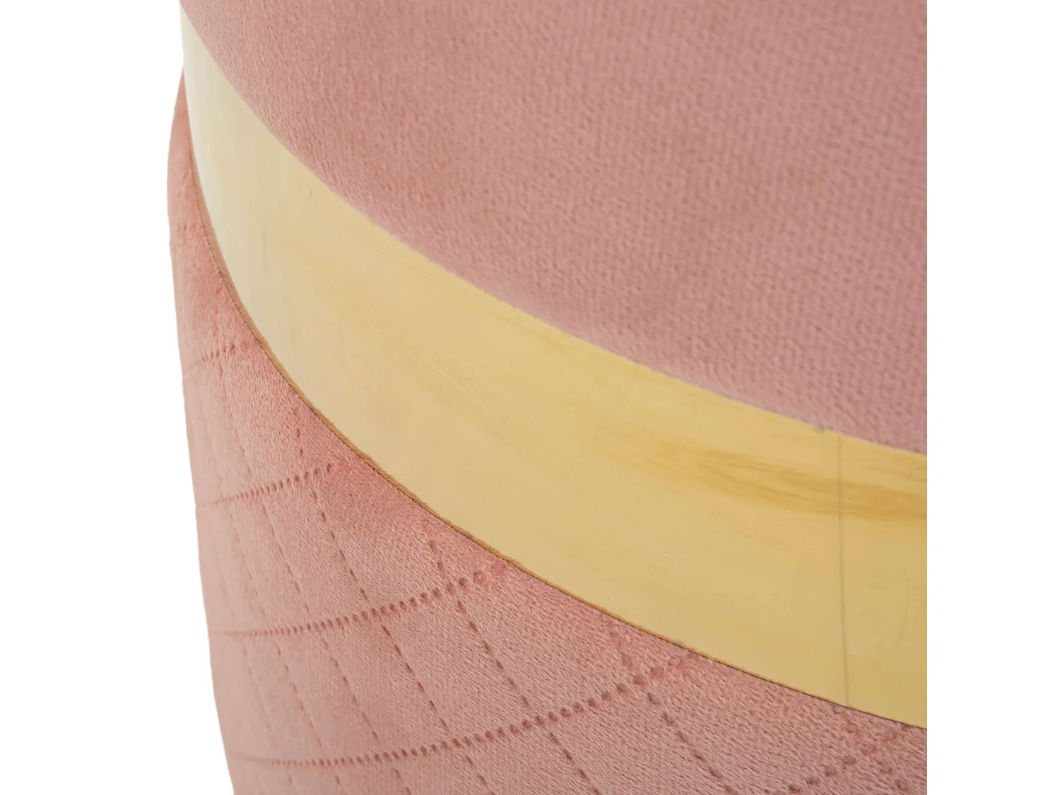 Poufs de rangement Maun, set de 2, 37x37x42h cm Rose, Forme Ronde, Structure couleur or