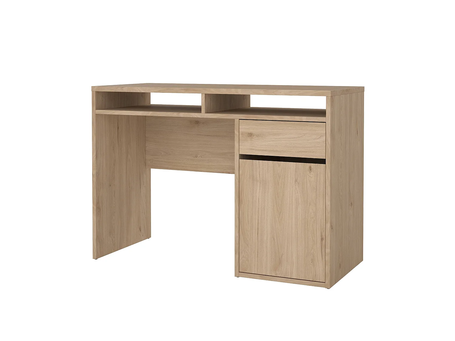 Bureau Abbadu, één lade, 110x48x77h cm eikenbruin, één deur, kleurverloop, eiken legplank