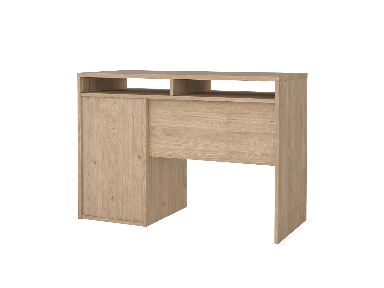 Bureau Abbadu, één lade, 110x48x77h cm eikenbruin, één deur, kleurverloop, eiken legplank