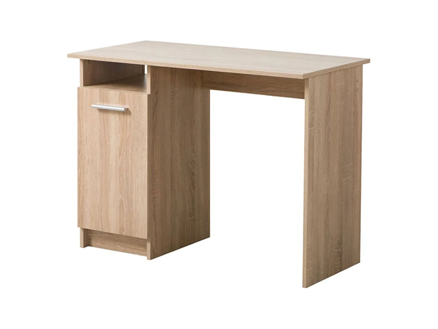 Bureau Tiriolo, 2 étagères, 100x50x75 cm Chêne brun, 3 compartiments, 1 porte