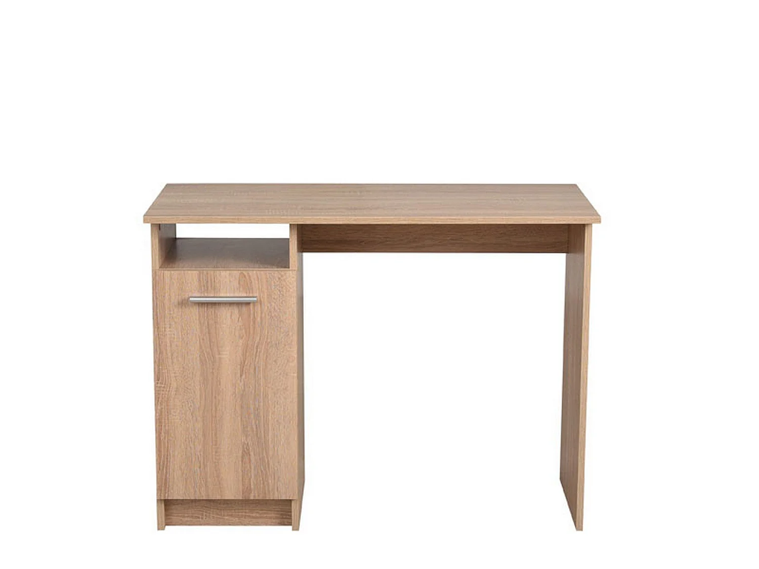 Bureau Tiriolo, 2 étagères, 100x50x75 cm Chêne brun, 3 compartiments, 1 porte