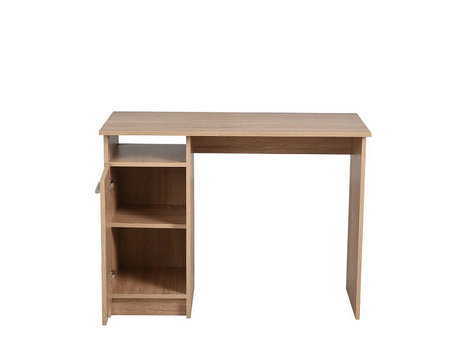 Bureau Tiriolo, 2 étagères, 100x50x75 cm Chêne brun, 3 compartiments, 1 porte