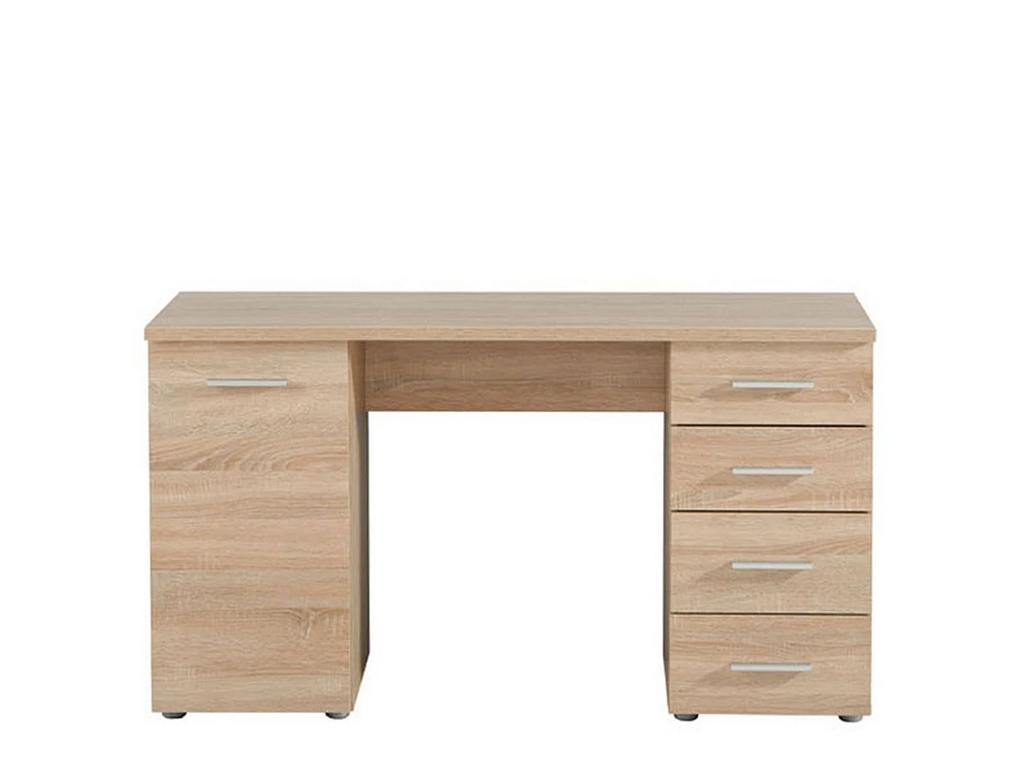 Bureau Flaminio, 2 Étagères, 135x50x76h cm Chêne Marron, 4 Tiroirs, 2 Compartiments