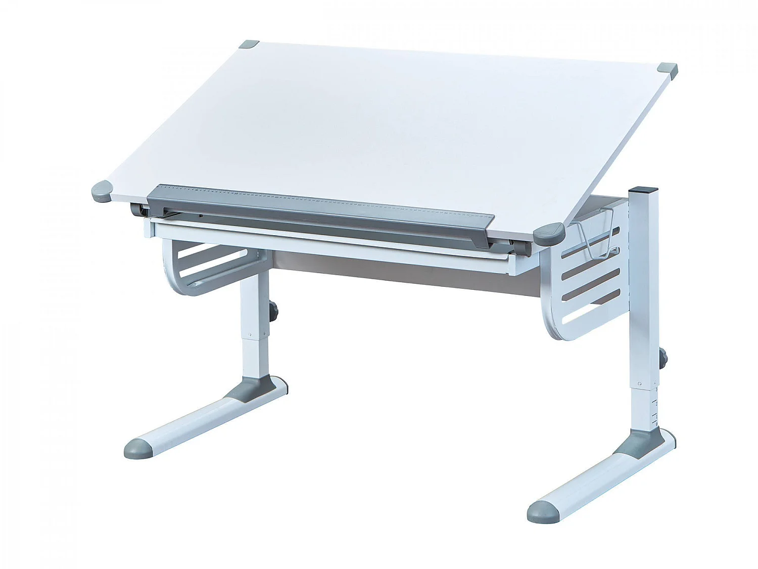 Escritorio Saiano, un estante, 110x55x68h cm Blanco, Reclinable, Tablero en madera melaminada