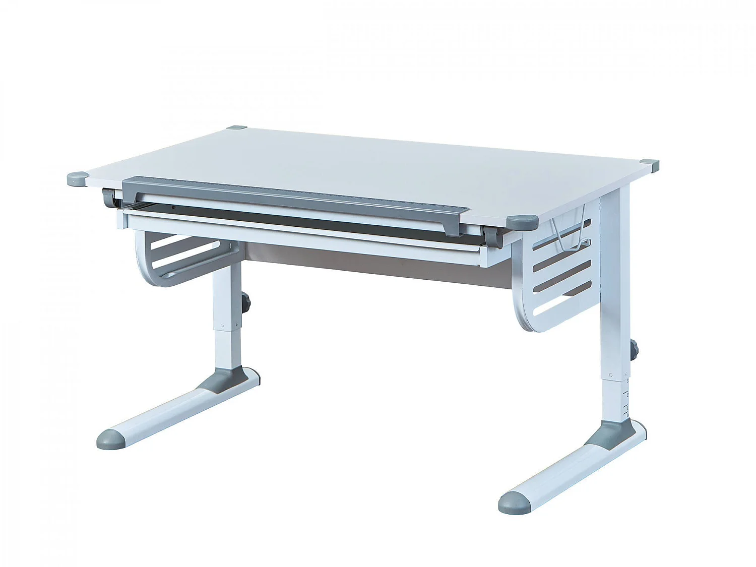 Escritorio Saiano, un estante, 110x55x68h cm Blanco, Reclinable, Tablero en madera melaminada