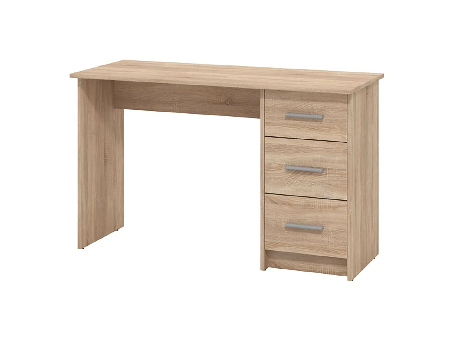 Bureau Rifiano, un Plateau, 121x50x75h cm Chêne Marron, 3 Tiroirs, Poignées Incluses
