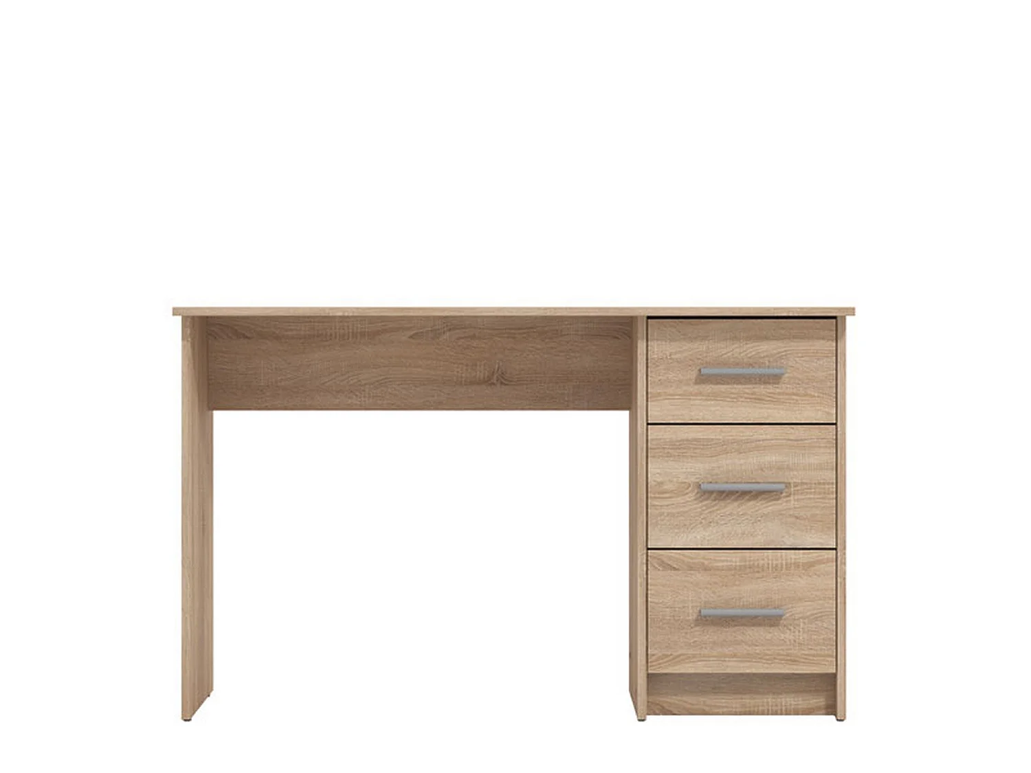 Bureau Rifiano, un Plateau, 121x50x75h cm Chêne Marron, 3 Tiroirs, Poignées Incluses