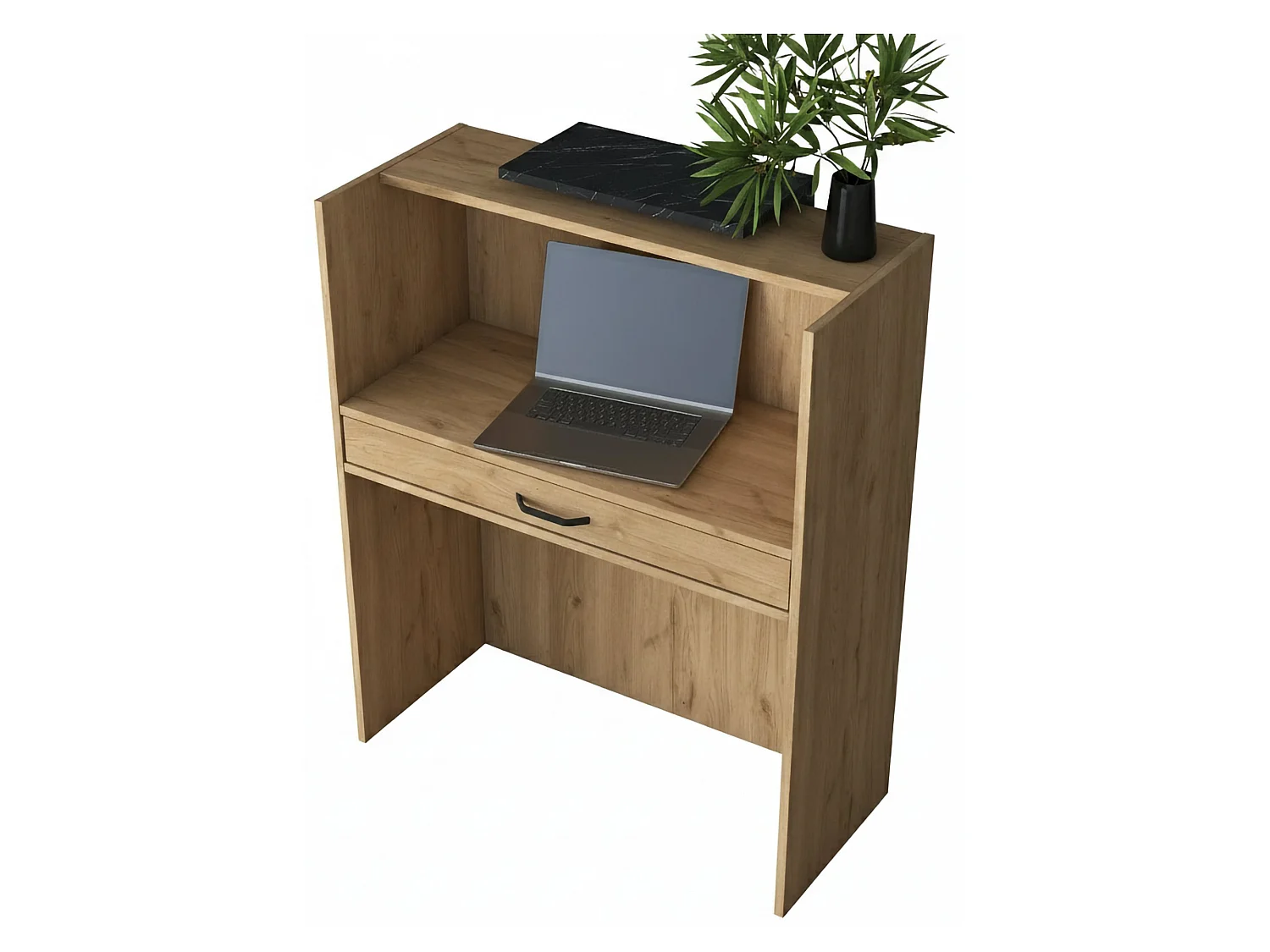 Bureau Mappano, 1 legplank, 90x40x110h cm notenbruin, 1 lade, kleurverloop: legplank in notentint