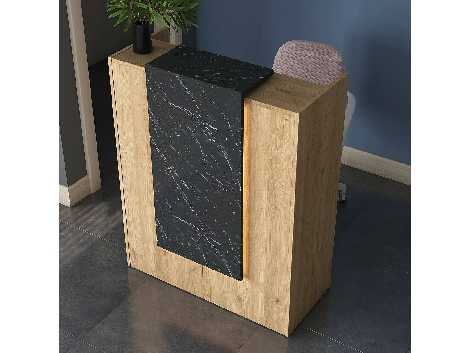 Bureau Mappano, 1 legplank, 90x40x110h cm notenbruin, 1 lade, kleurverloop: legplank in notentint