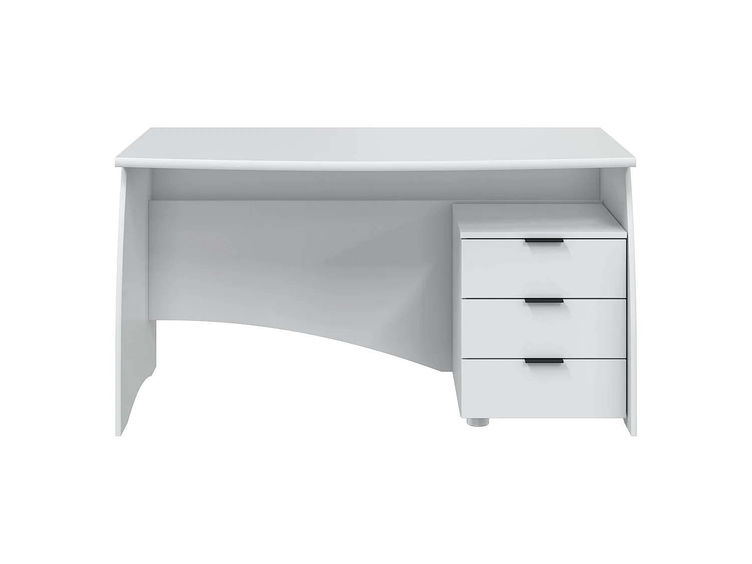 Table Azziz, 3 tiroirs, 136x67x72h cm Blanc Mat, une Étagère, Nuance de Couleur Mat
