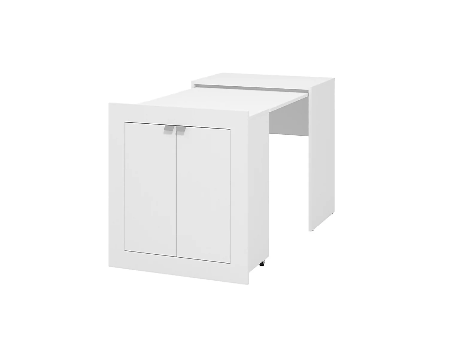 Chevet Keylon, 2 Étagères, 72x47x79h cm Blanc Mat, 2 Portes, Armoire Multiusage Repliable