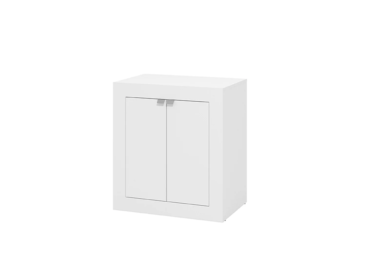 Chevet Keylon, 2 Étagères, 72x47x79h cm Blanc Mat, 2 Portes, Armoire Multiusage Repliable