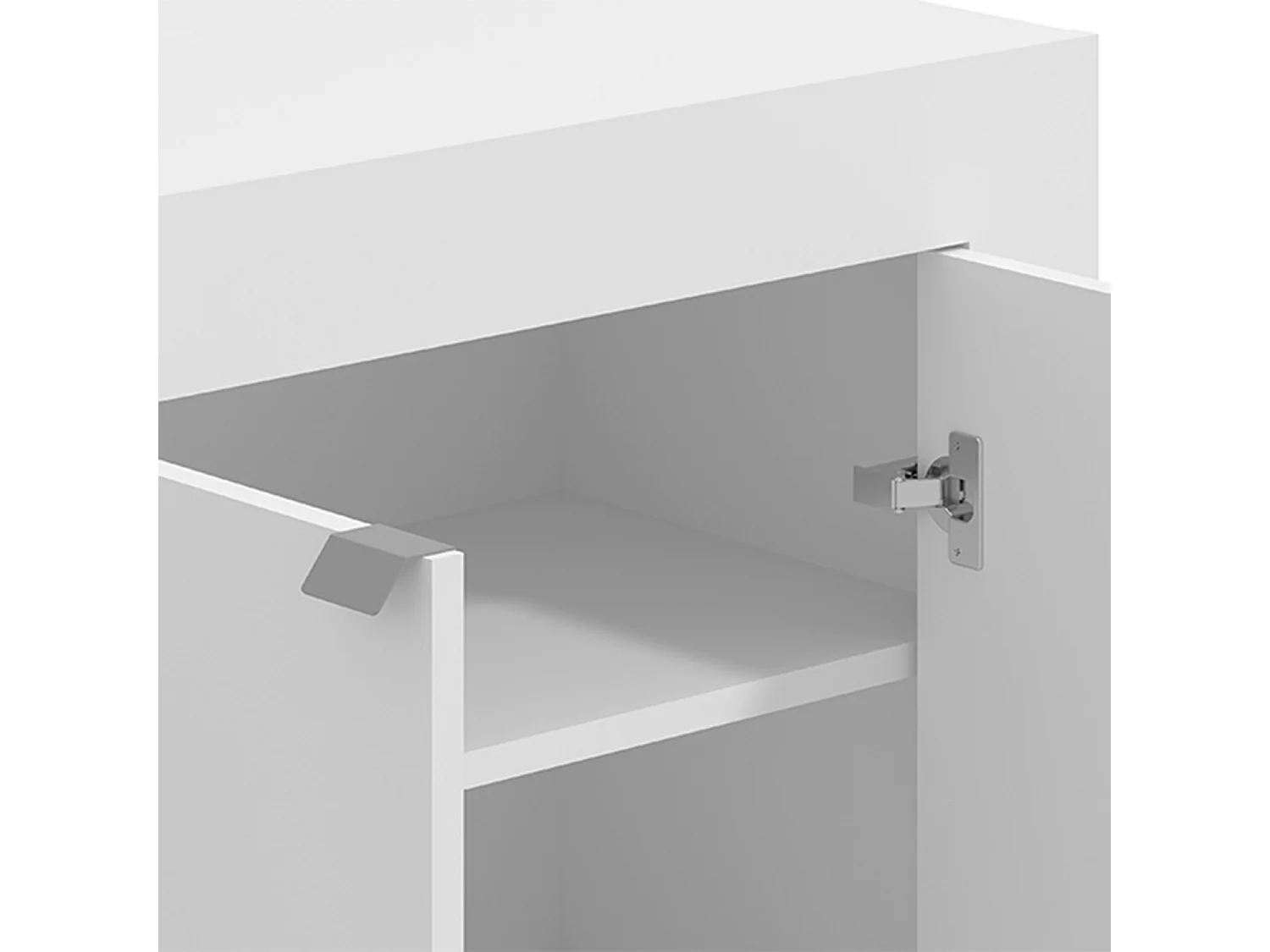 Chevet Keylon, 2 Étagères, 72x47x79h cm Blanc Mat, 2 Portes, Armoire Multiusage Repliable