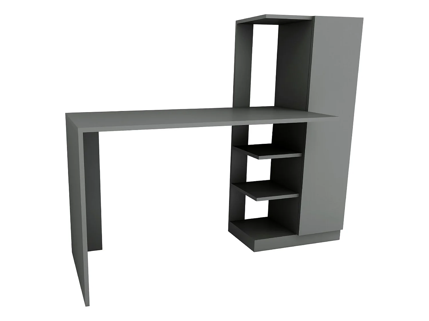Scrivania Donnas, 6 Ripiani, 120x55x74h cm Nero Antracite, Un'anta, 7 Vani