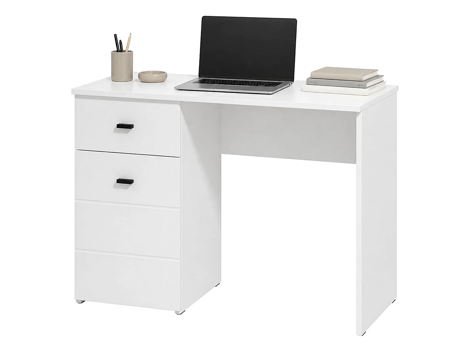 Secrétaire Cocham, un tiroir, 98x45x74h cm Blanc Mat, une étagère, une porte
