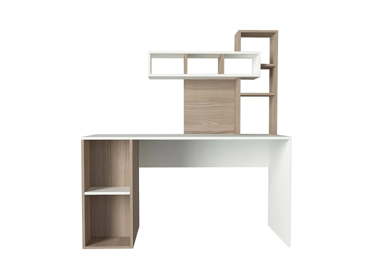Bureau Demonte, 6 étagères, 60x140x153,8h cm Blanc