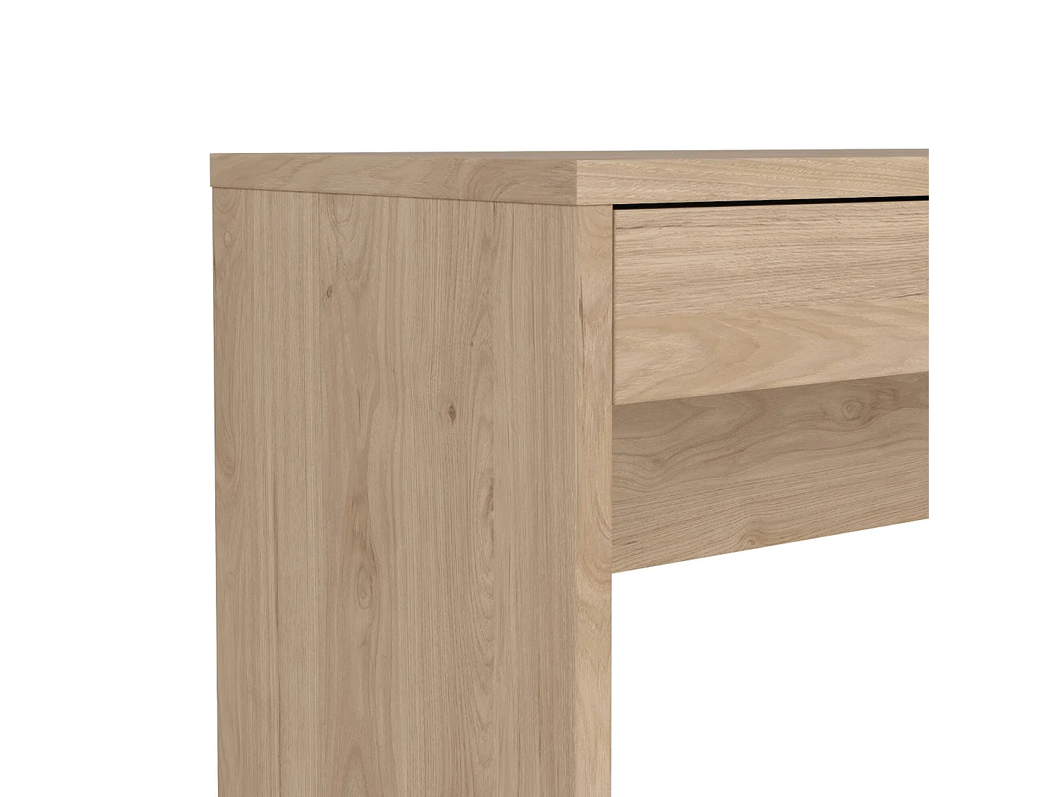 Escritorio de arce, 2 cajones, 100x40x77h cm marrón roble, color tablero marrón, tono color estructura roble