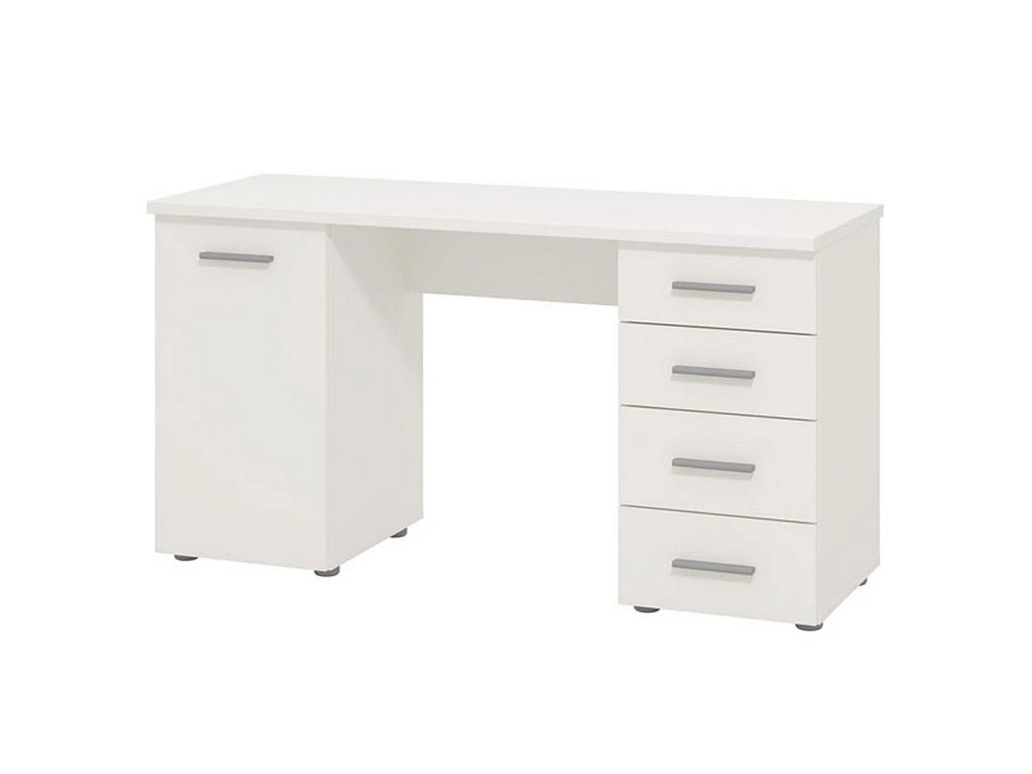 Bureau Flaminio, 2 Étagères, 135x50x76h cm Blanc, 4 Tiroirs, 2 Compartiments