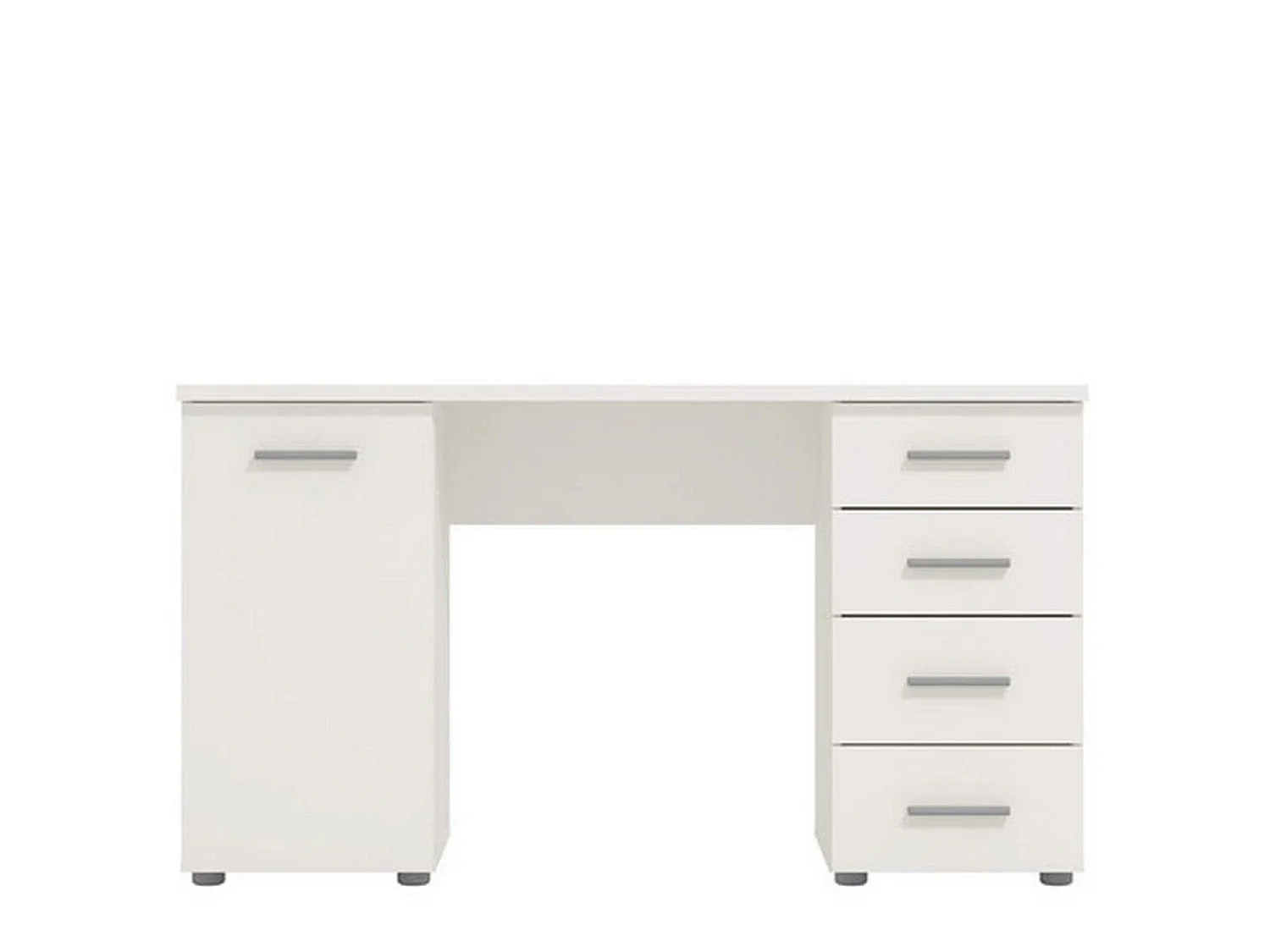 Bureau Flaminio, 2 Étagères, 135x50x76h cm Blanc, 4 Tiroirs, 2 Compartiments
