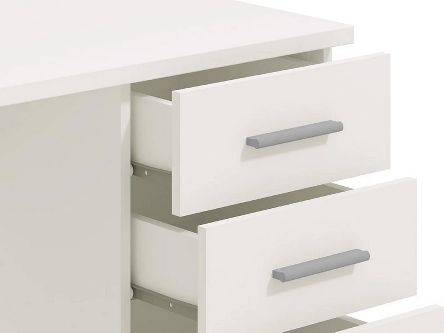 Bureau Flaminio, 2 Étagères, 135x50x76h cm Blanc, 4 Tiroirs, 2 Compartiments